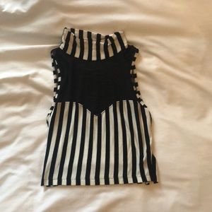 Black and white striped crop top
